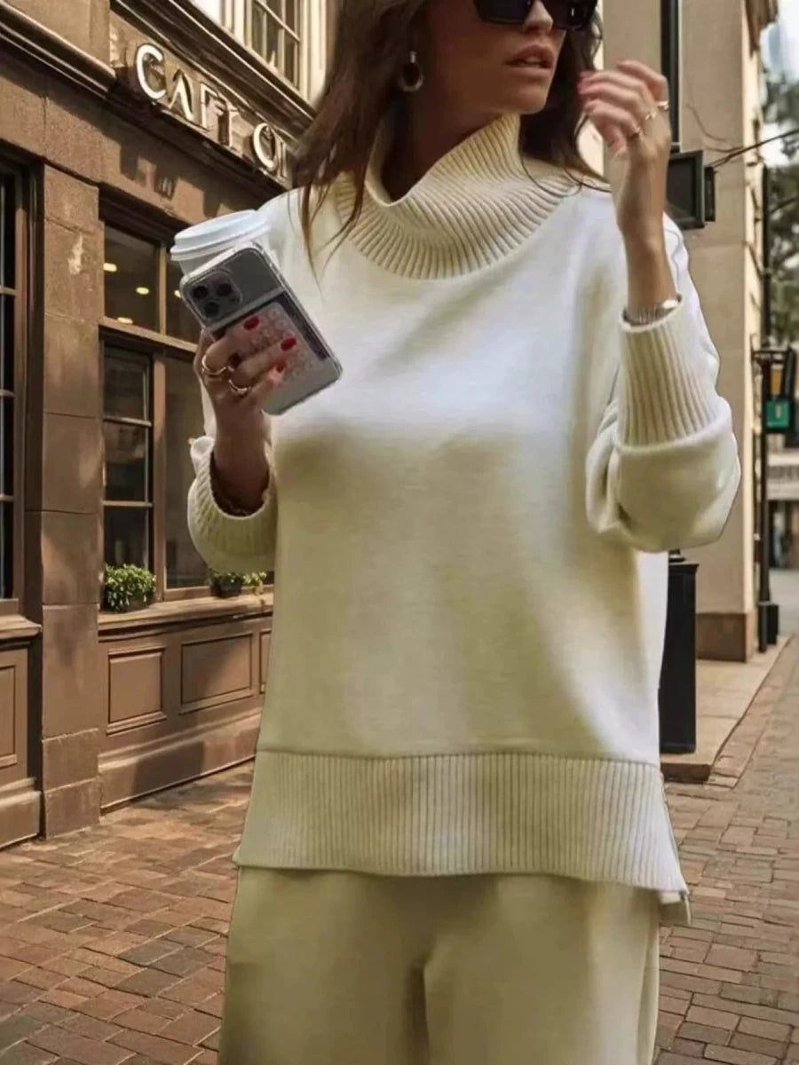 Tarro Clothing Turtleneck Dropped Shoulder Top and Pants Set - WowStore.live