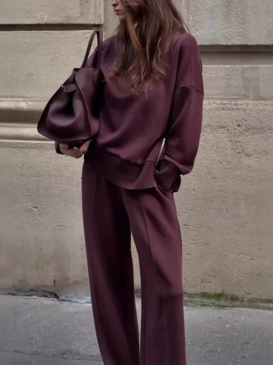Tarro Clothing Turtleneck Dropped Shoulder Top and Pants Set - WowStore.live