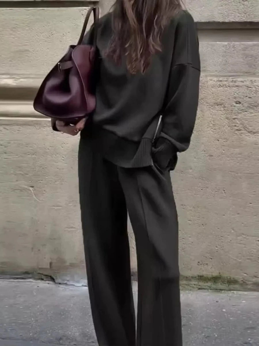 Tarro Clothing Turtleneck Dropped Shoulder Top and Pants Set - WowStore.live