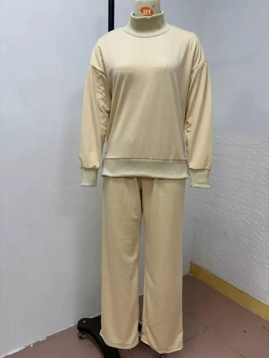 Tarro Clothing Turtleneck Dropped Shoulder Top and Pants Set - WowStore.live