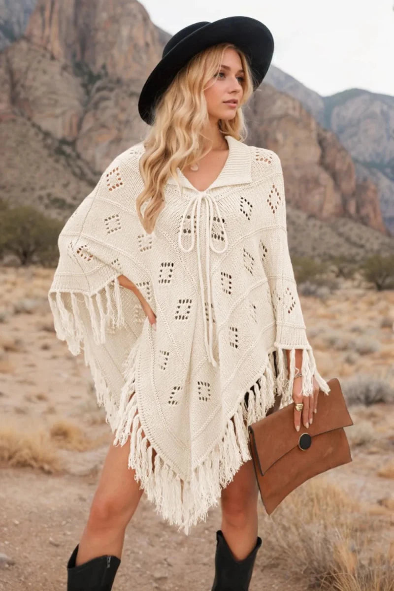 Tassel Hem Knit Cover Up - Wow Store