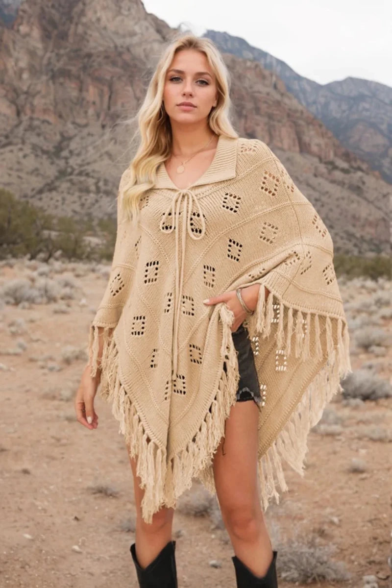 Tassel Hem Knit Cover Up - Wow Store