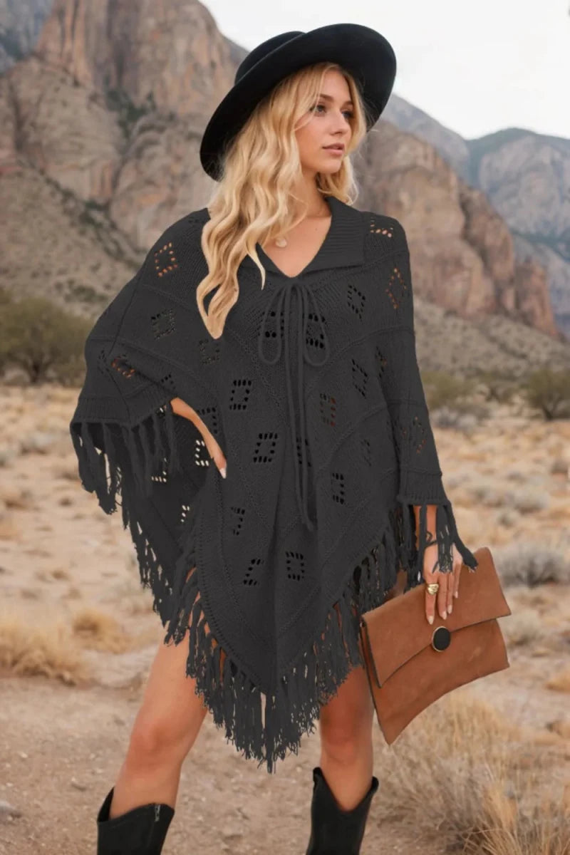 Tassel Hem Knit Cover Up - Wow Store