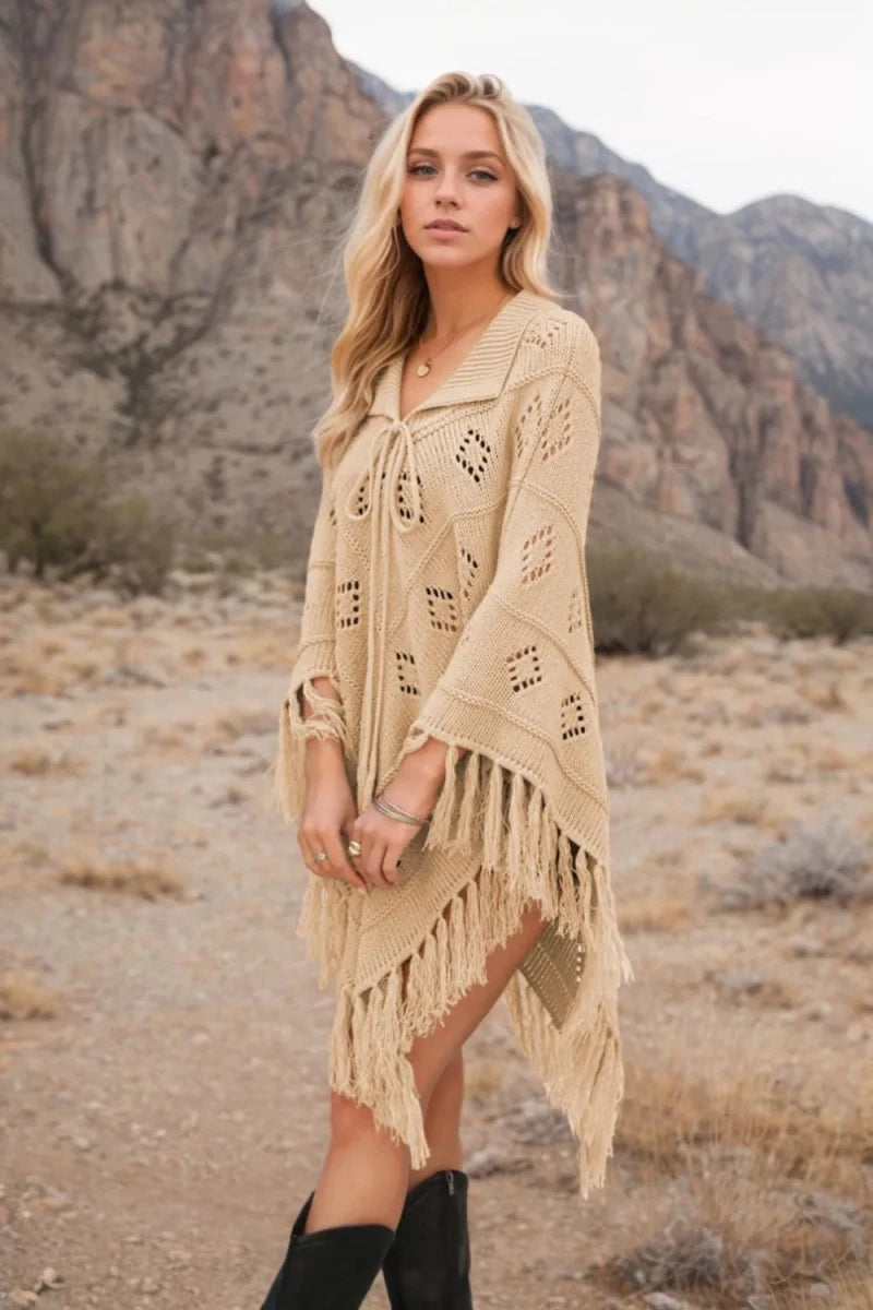 Tassel Hem Knit Cover Up - Wow Store