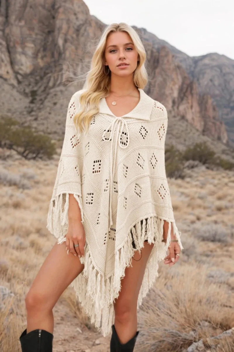Tassel Hem Knit Cover Up - Wow Store