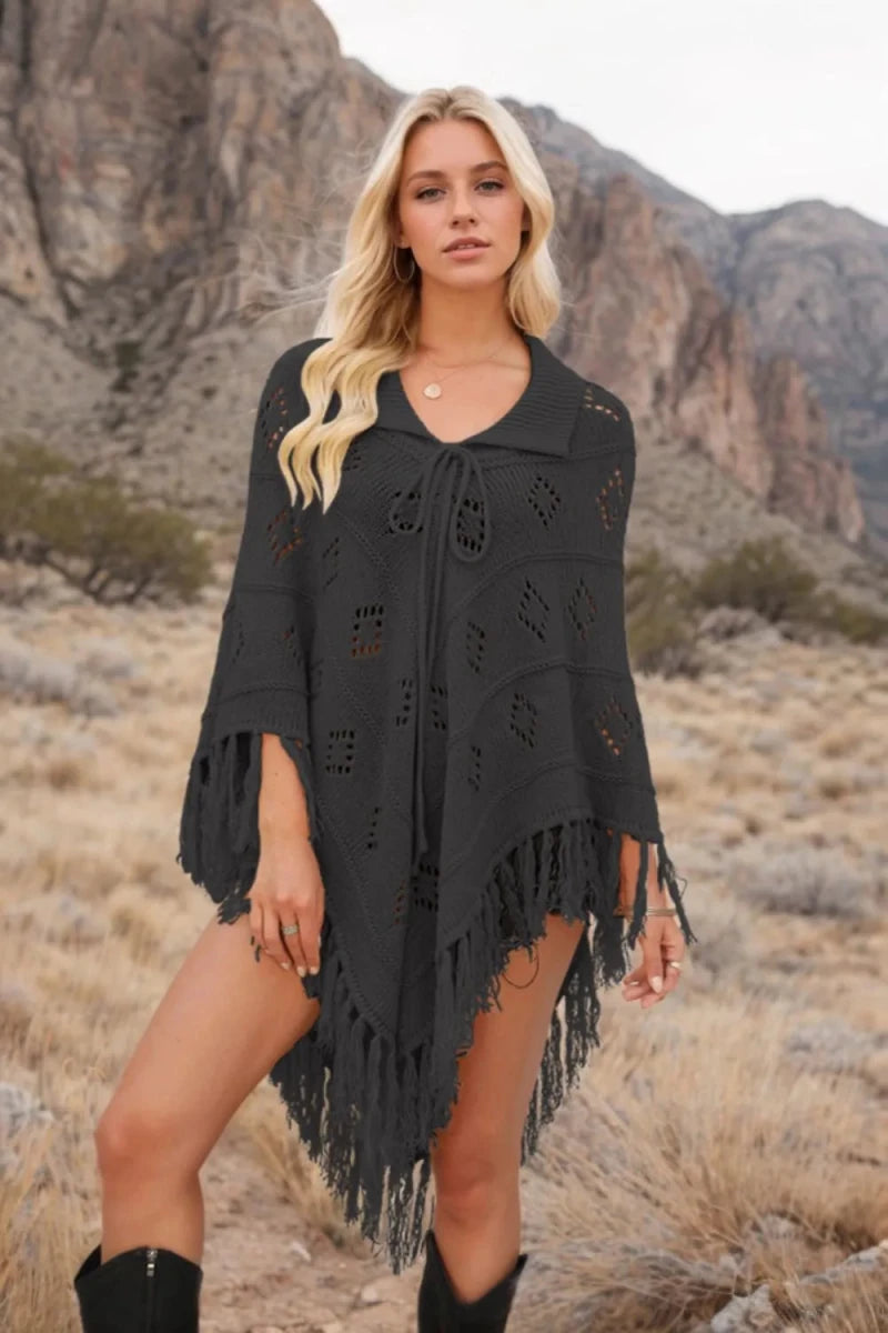 Tassel Hem Knit Cover Up - Wow Store