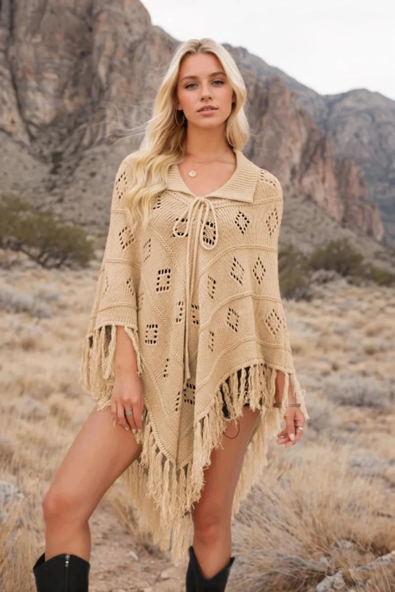 Tassel Hem Knit Cover Up - Wow Store