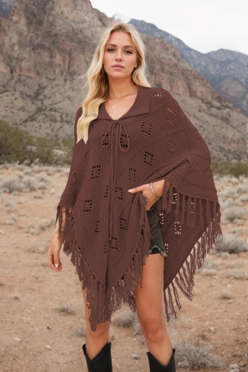 Tassel Hem Knit Cover Up - Wow Store
