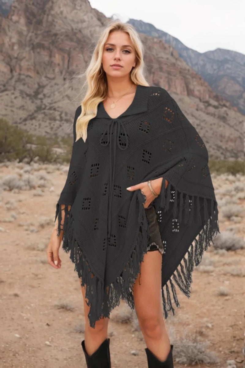 Tassel Hem Knit Cover Up - Wow Store