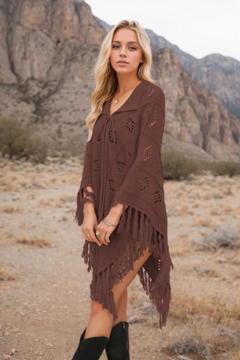 Tassel Hem Knit Cover Up - Wow Store
