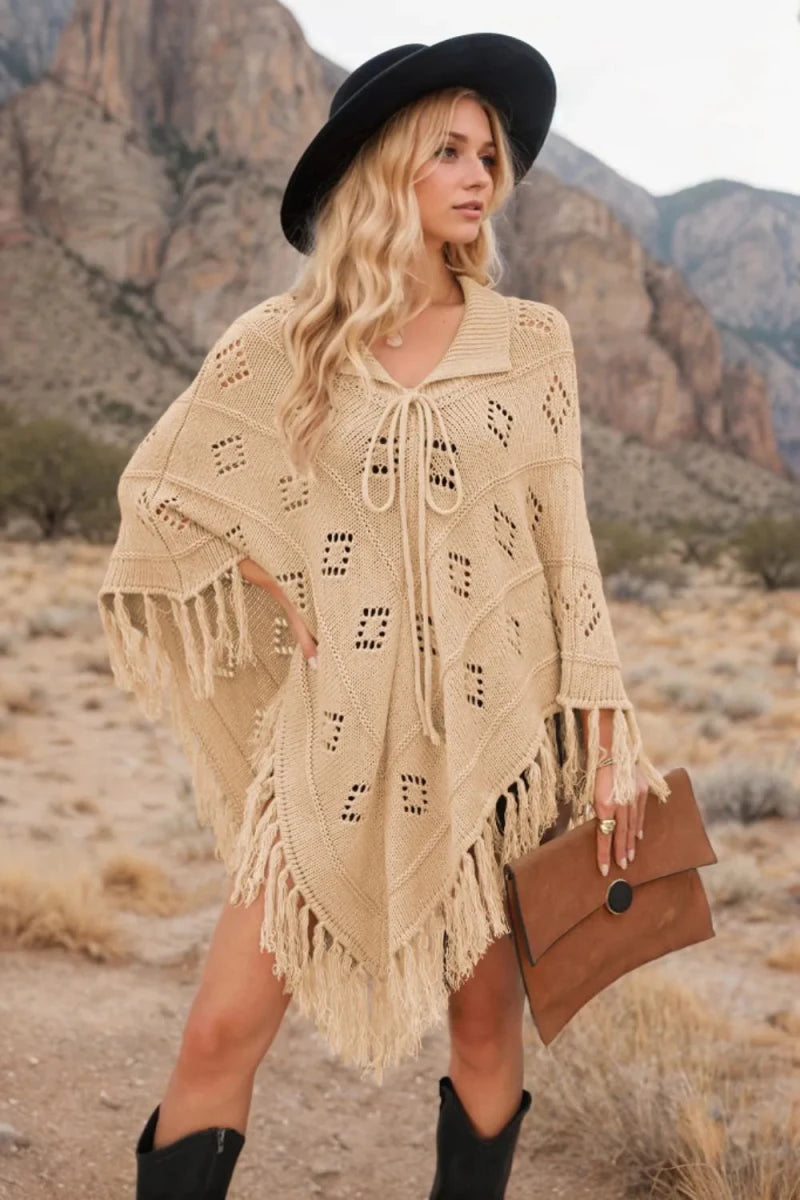 Tassel Hem Knit Cover Up - Wow Store