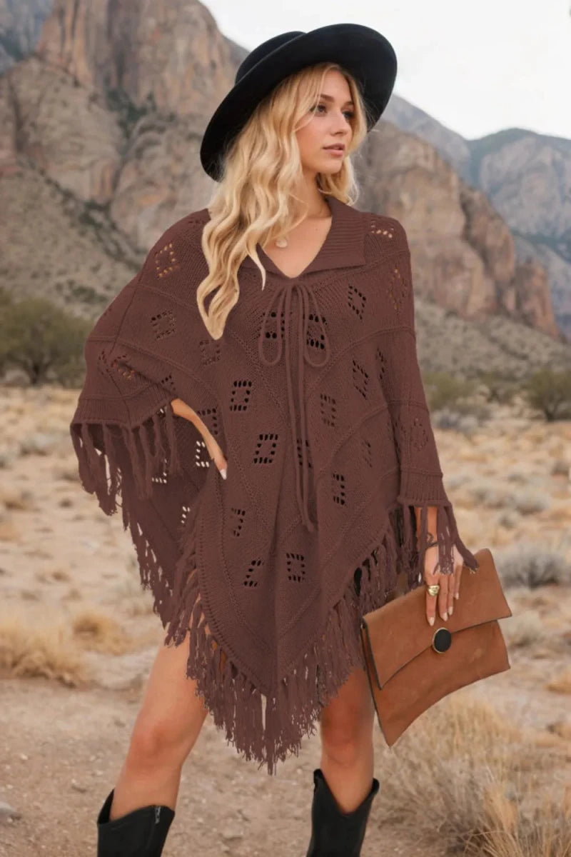Tassel Hem Knit Cover Up - Wow Store