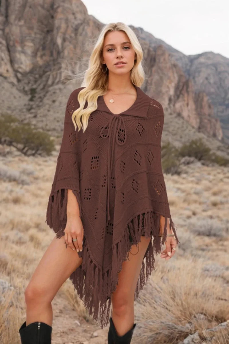 Tassel Hem Knit Cover Up - Wow Store