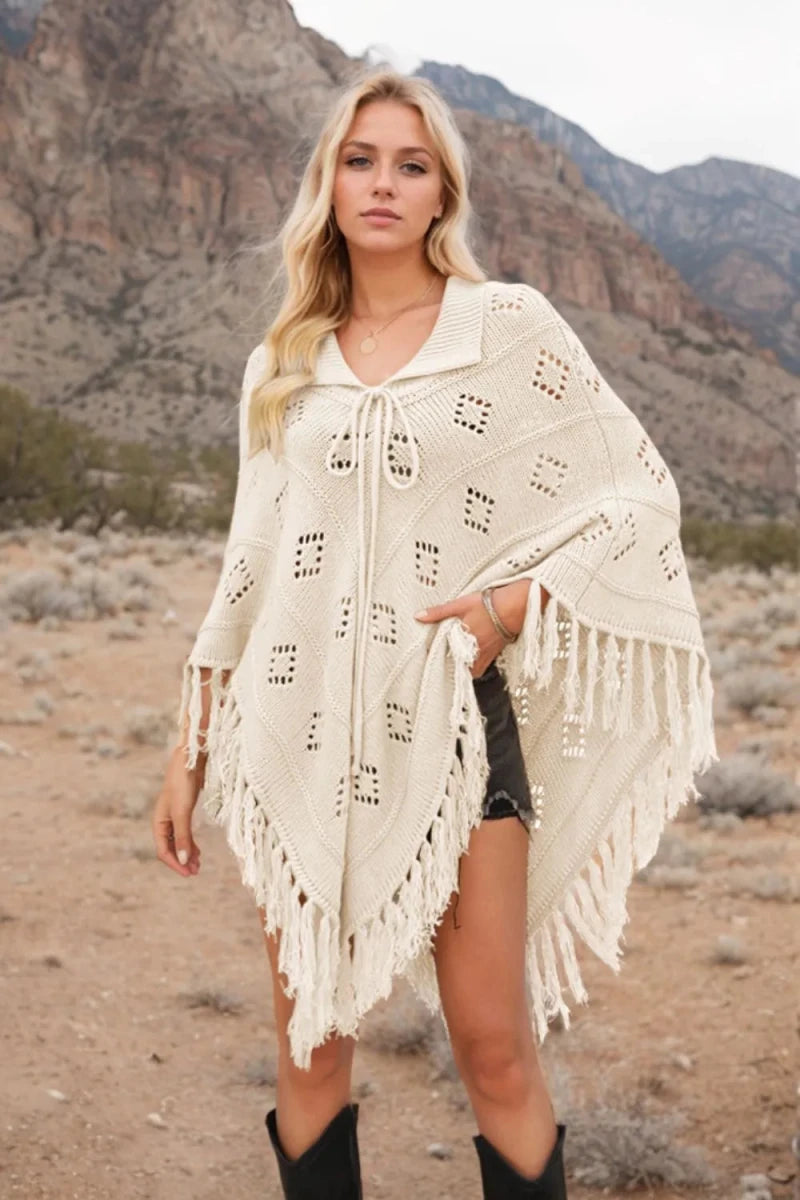 Tassel Hem Knit Cover Up - Wow Store