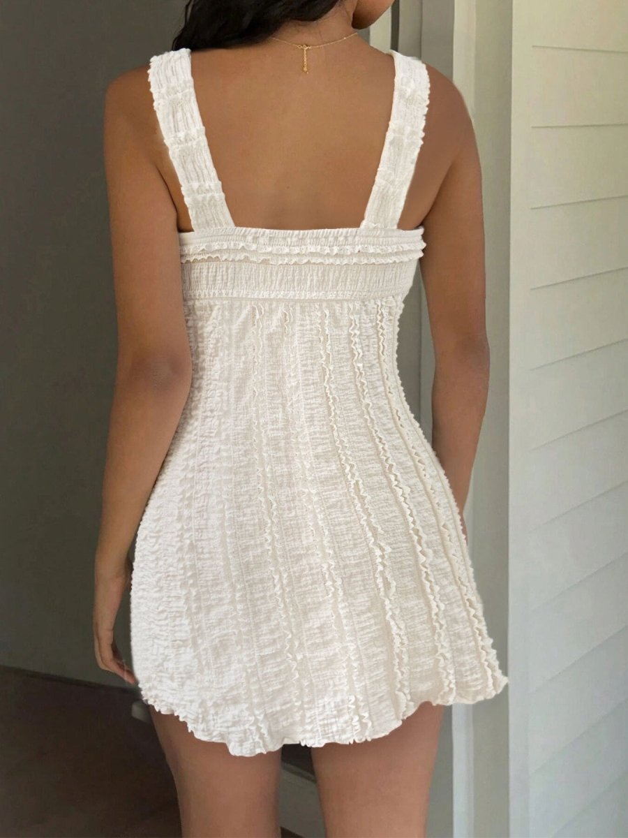 Textured Sweetheart Neck Mini Dress - Wow Store