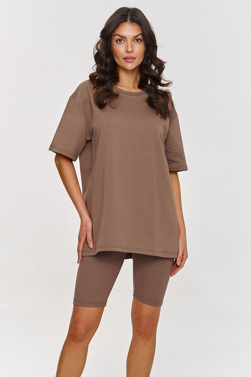 The Casual T-shirt with fitted turtlenecks Set Makadamia - Wow Store - Wow Store