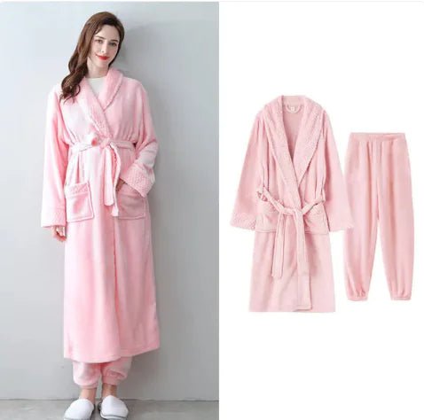 Thick Warm Flannel Bathrobe Home/Spa - Wow Store