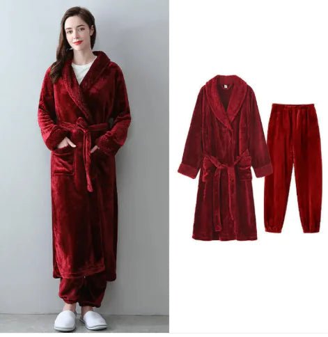 Thick Warm Flannel Bathrobe Home/Spa - Wow Store