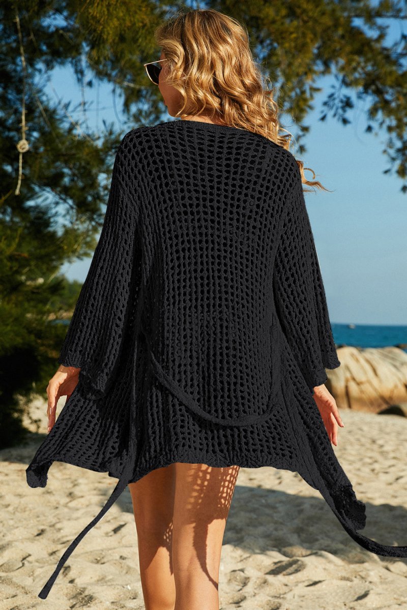 Tie - Waist Openwork Crochet Cover Up - Wow Store