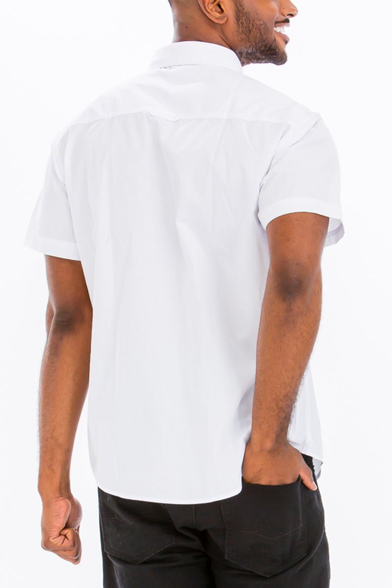 TWO POCKET BUTTON DOWN SHIRT (WHITE) - Wow Store