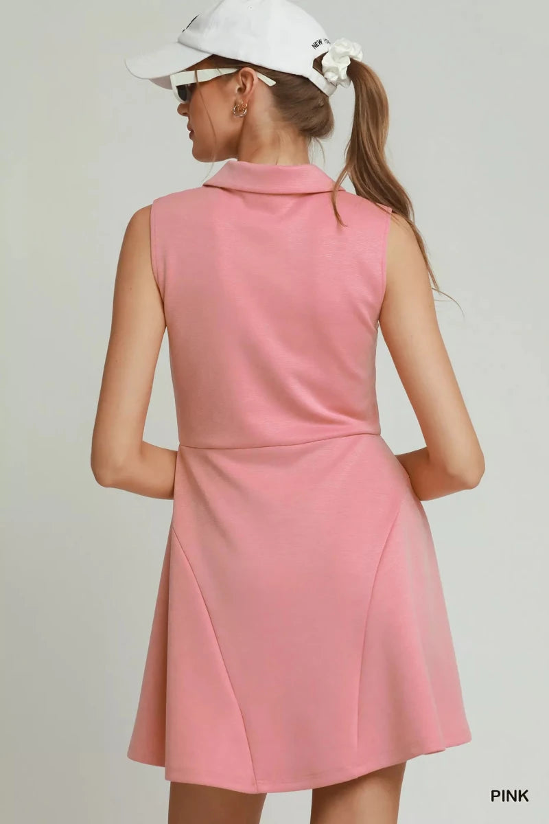 Umgee Collared Quarter Zip Tennis Dress - WowStore.live