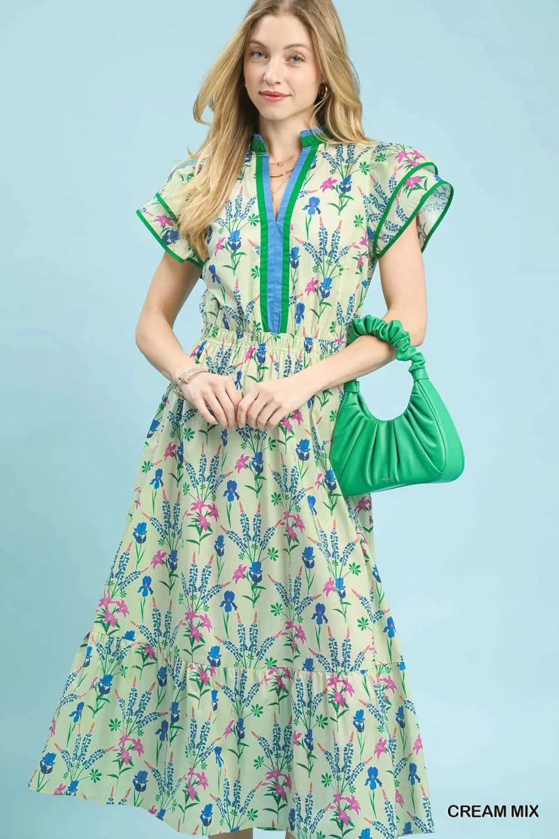 Umgee Mix Floral Midi Dress - WowStore.live