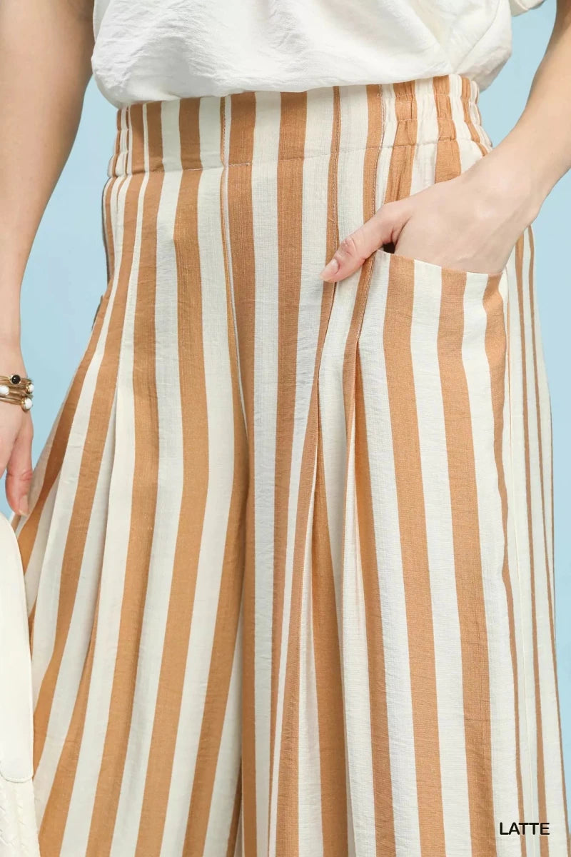 Umgee Vertical Stripe Wide Leg Pants - Wow Store