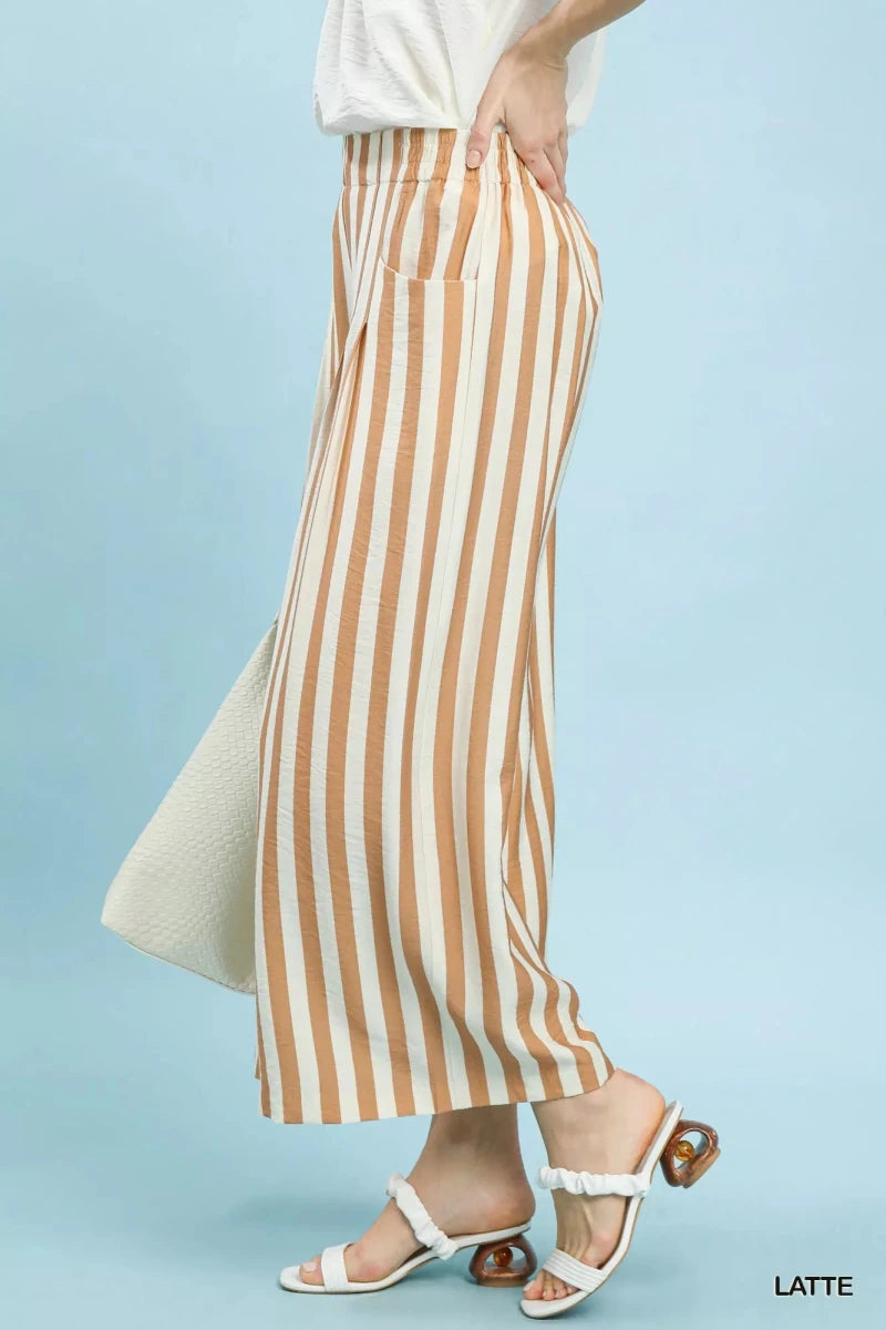 Umgee Vertical Stripe Wide Leg Pants - Wow Store