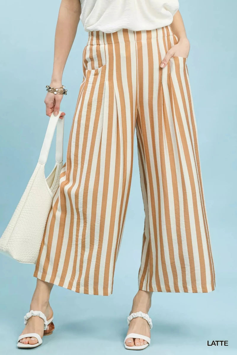 Umgee Vertical Stripe Wide Leg Pants - Wow Store