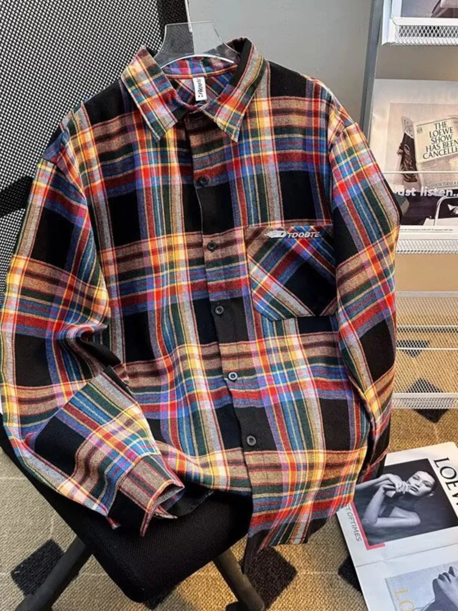 Vivid Style Men's Vintage Plaid Button-Down Shirt - WowStore.live