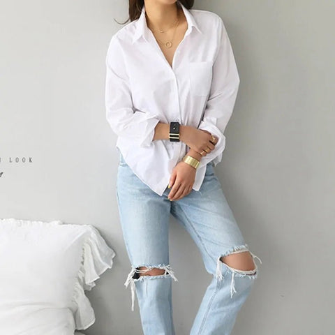 Women White Shirt Female Blouse Tops - Wow Store