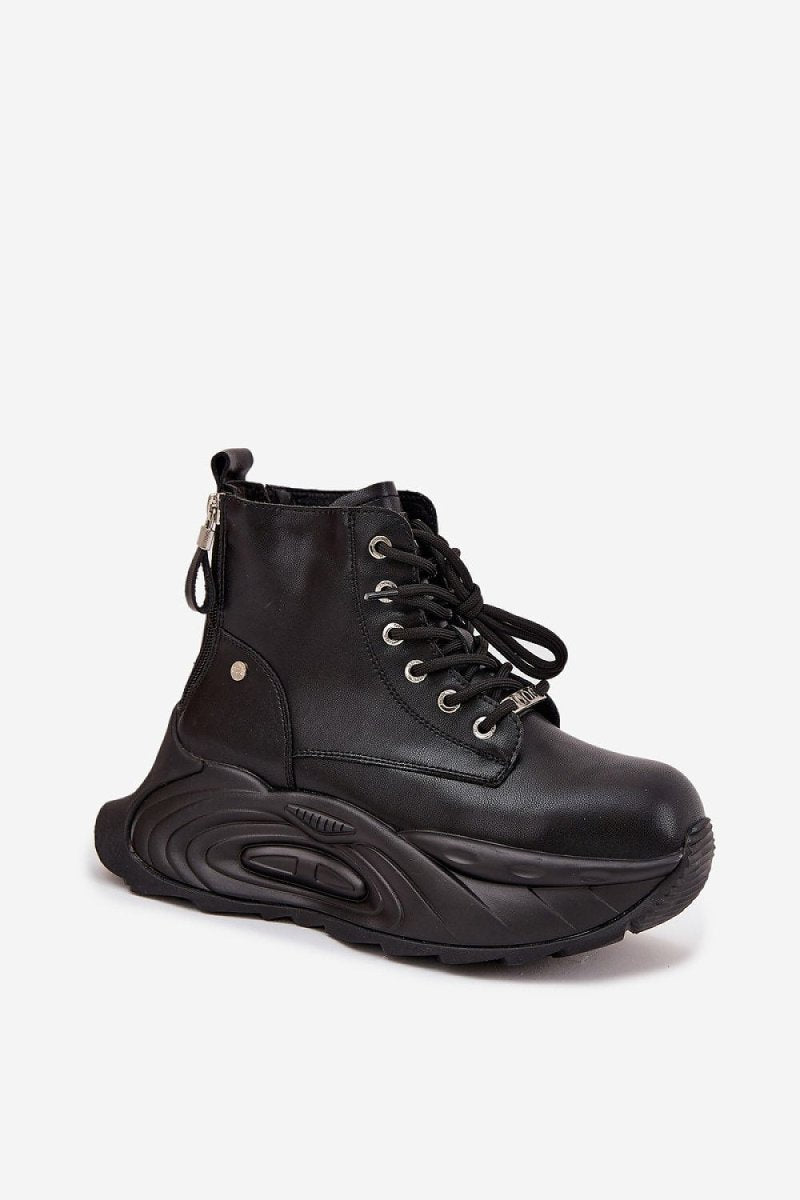 Women's Ankle Boots - Black Faux Leather Block Heel with Zipper | WOW Store - Wow Store