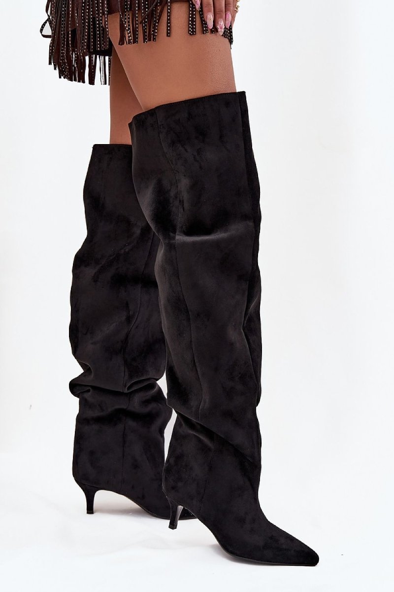 Women's Ankle Heel Boots - Faux Leather Block Heel, Black | WOW Store - Wow Store