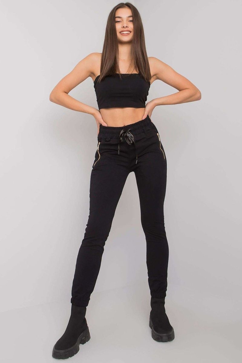 Women's Black Tracksuit Trousers - Soft Cotton Blend Joggers with Elastic Waist | WOW Store - Wow Store