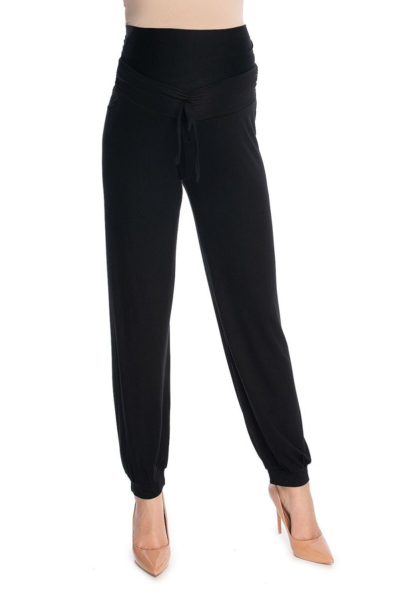 Women's Classic Slim Fit Trousers - High - Waisted Stretch Polyester Blend, Black | WOW Store - Wow Store