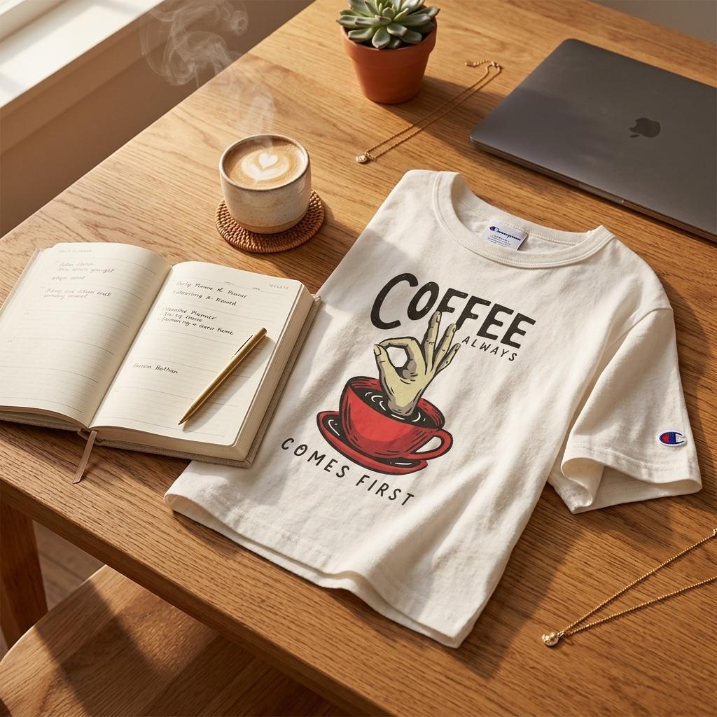 Women's Cropped Heritage Crewneck T-Shirt | Coffee, Love of Champion T453W White - Wow Store