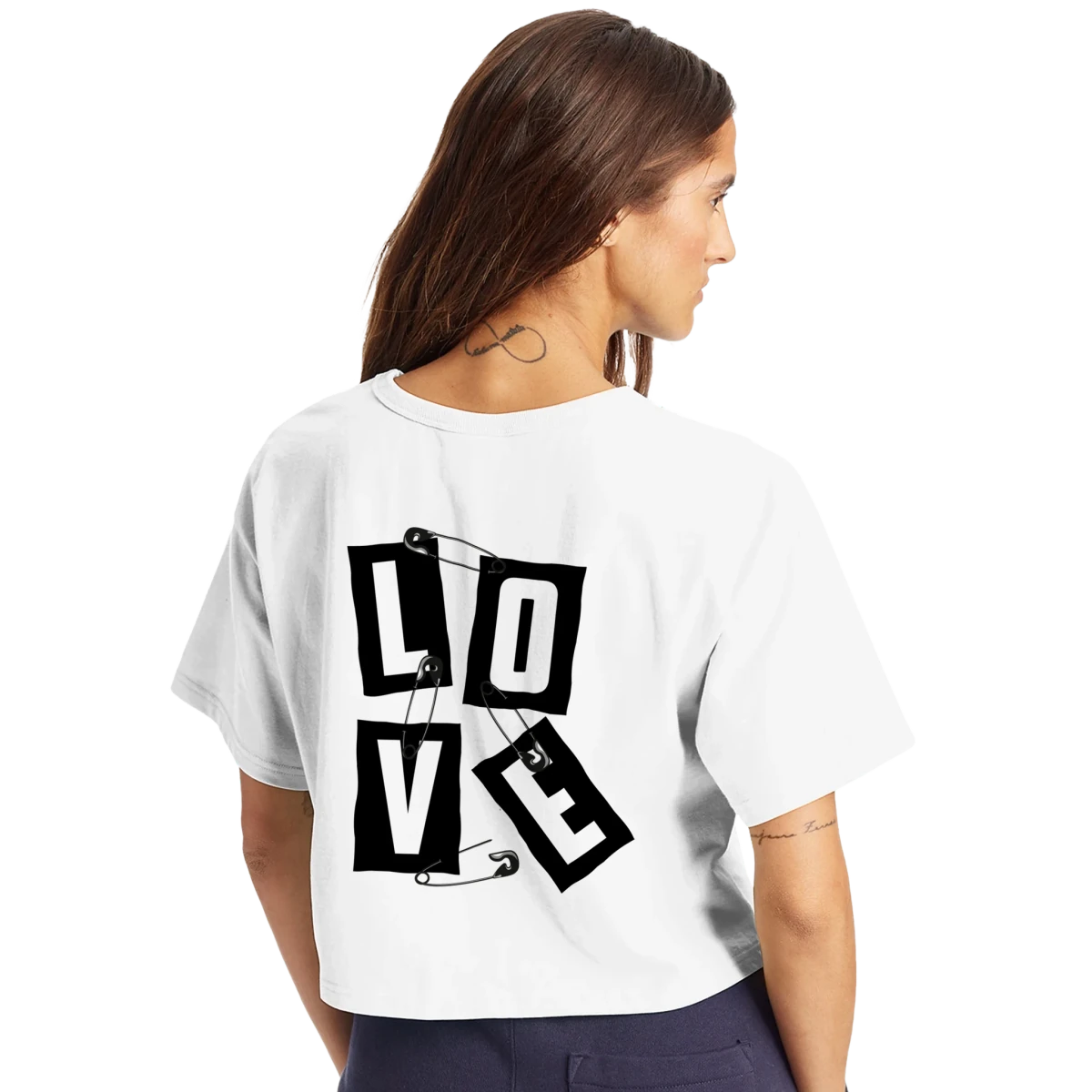 Women's Cropped Heritage Crewneck T-Shirt | Coffee, Love of Champion T453W White - Wow Store