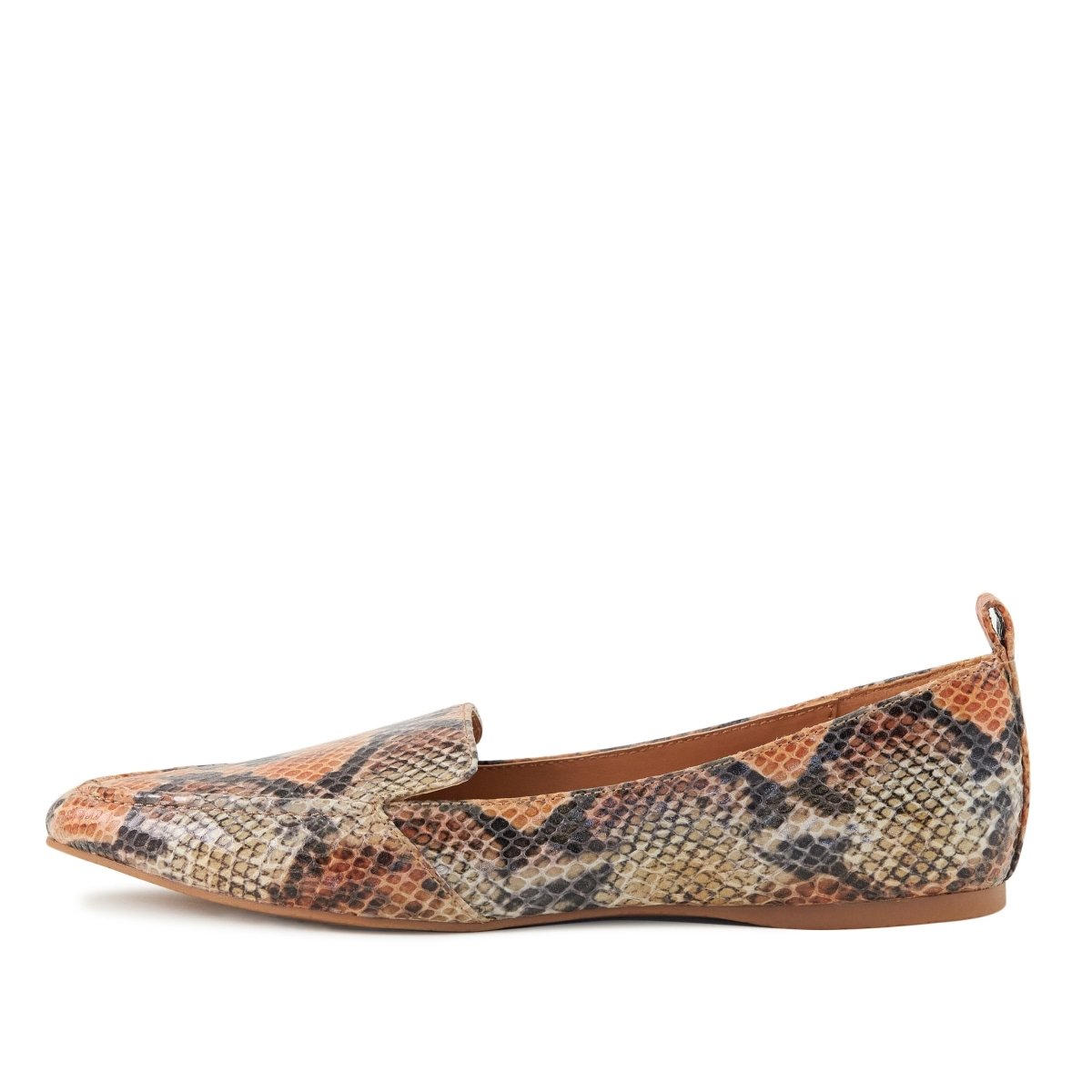 Women's Flat Socialite Orange Snake Skin - Wow Store