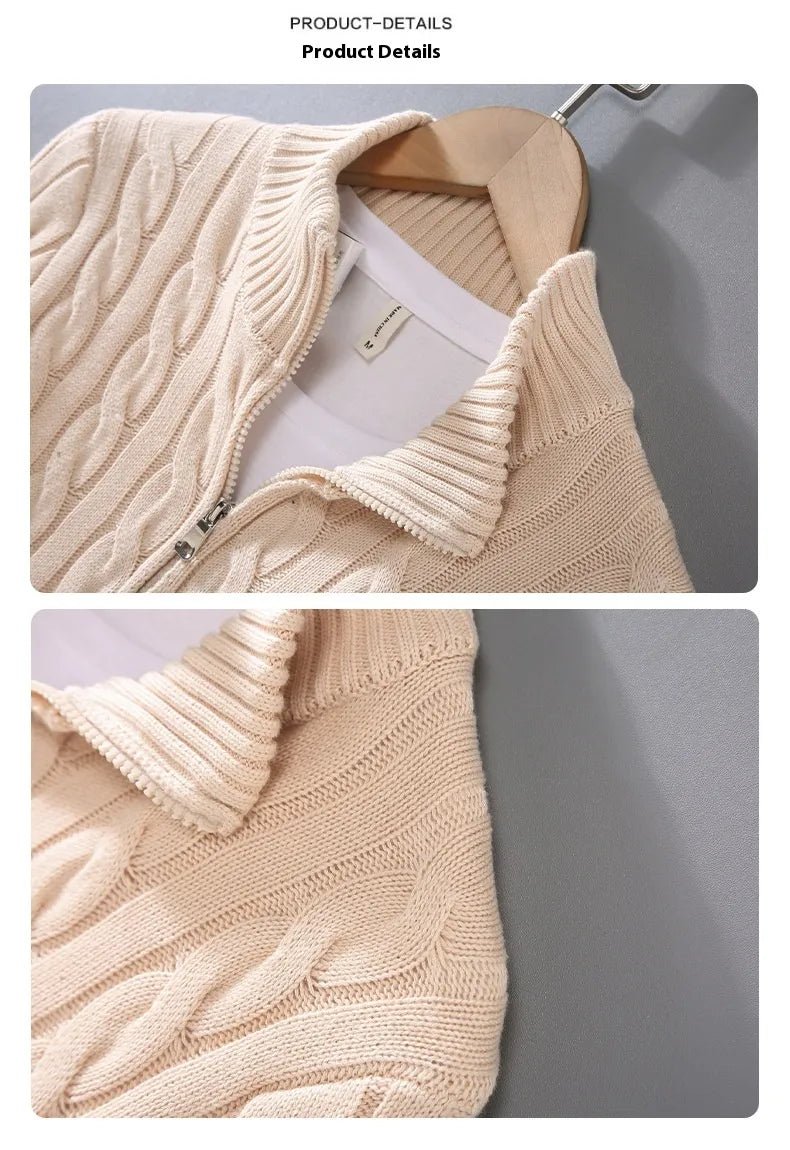 Women's Loose Quarter - Zip Knitted Pullover Sweater - Casual Relaxed Fit Knitwear | wowstore.live - Wow Store