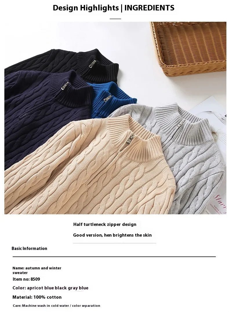 Women's Loose Quarter - Zip Knitted Pullover Sweater - Casual Relaxed Fit Knitwear | wowstore.live - Wow Store