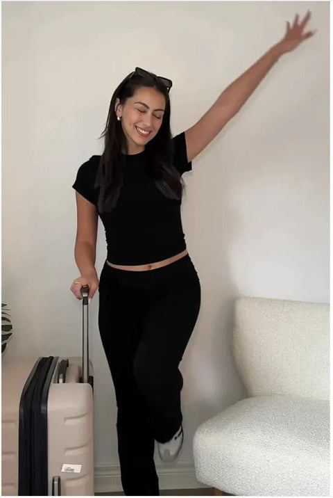 "Women's Retro Solid Color Two - Piece Suit" - Wow Store