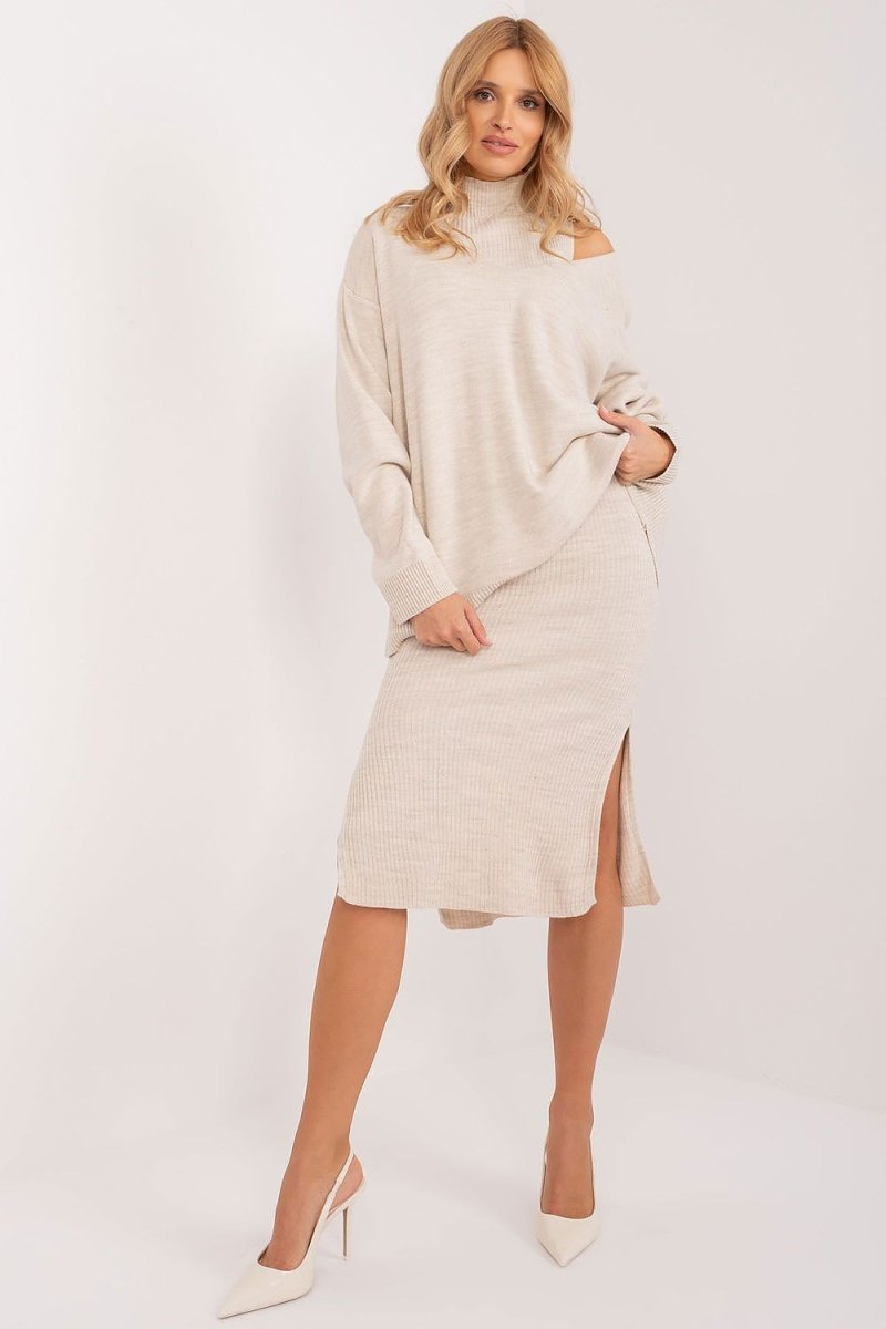 Women's Ribbed Knit Two - Piece Set - Top & Skirt Co - ord - Versatile | WOW Store - Wow Store