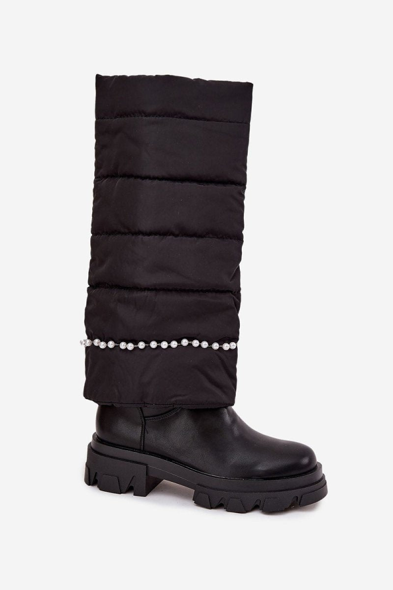 Women's Thigh - High Over - the - Knee Boots - Black Faux Suede, Block Heel | WOW Store - Wow Store