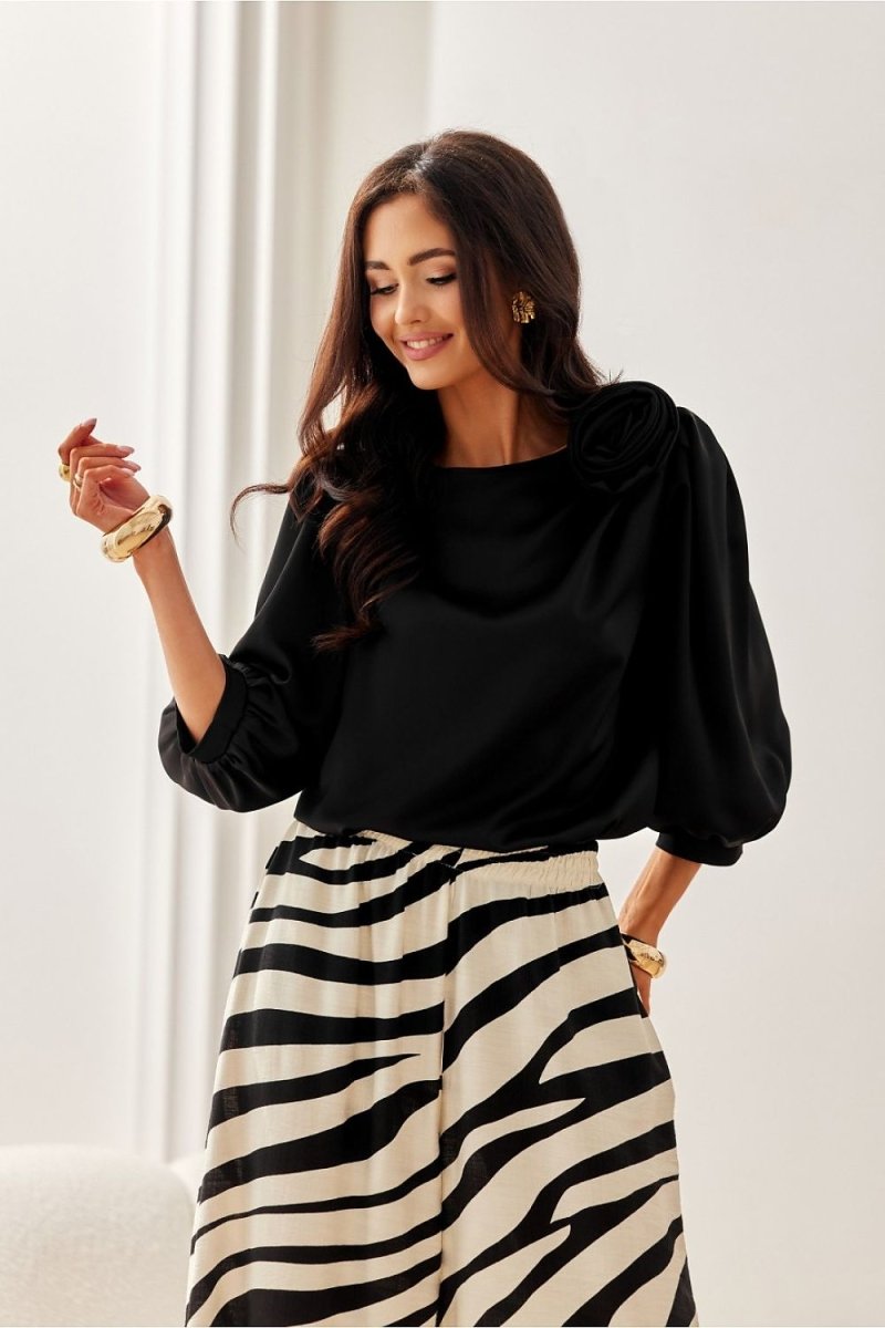 Women's V - Neck Long Sleeve Blouse - Lightweight Polyester, Navy Blue | WOW Store - Wow Store