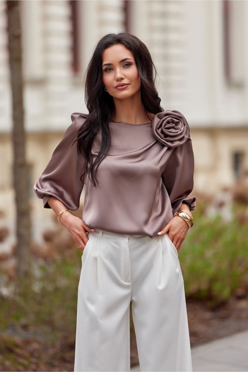 Women's V - Neck Long Sleeve Blouse - Lightweight Polyester, Navy Blue | WOW Store - Wow Store