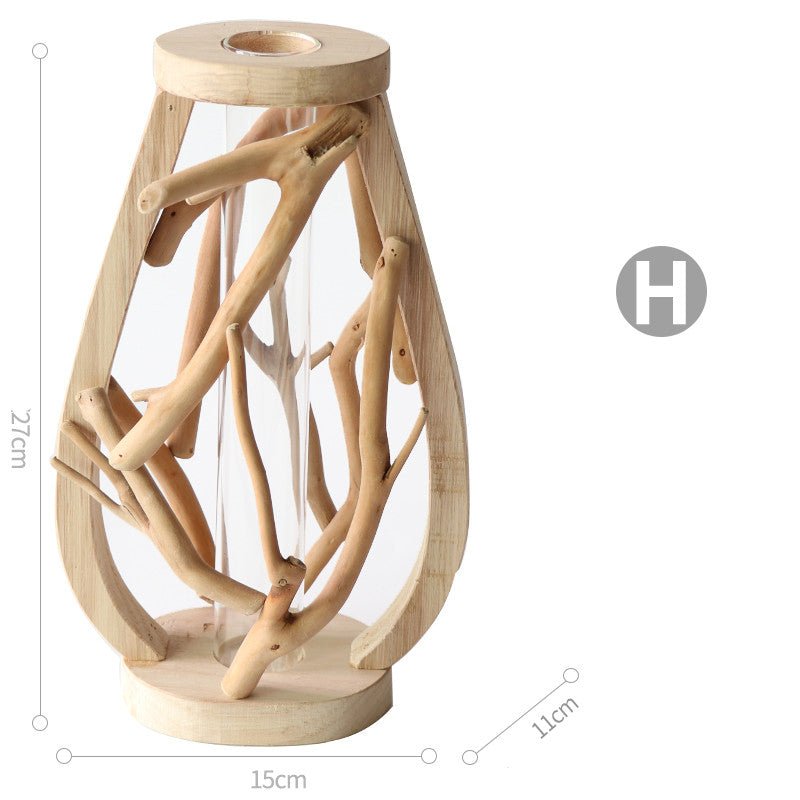 Wooden Branch Vase with Glass Tube, 18 or 27 cm - WowStore.live