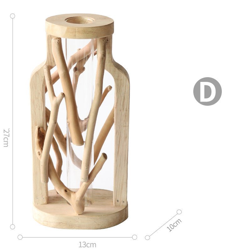 Wooden Branch Vase with Glass Tube, 18 or 27 cm - WowStore.live