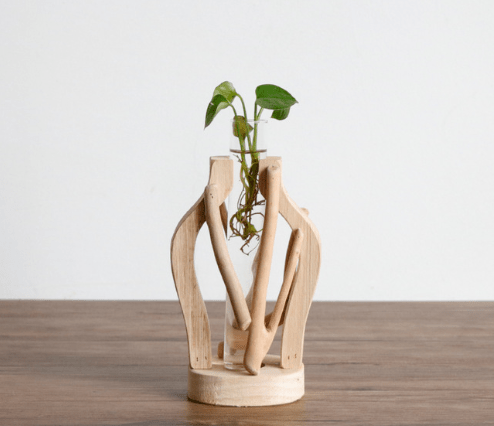 Wooden Branch Vase with Glass Tube, 18 or 27 cm - WowStore.live