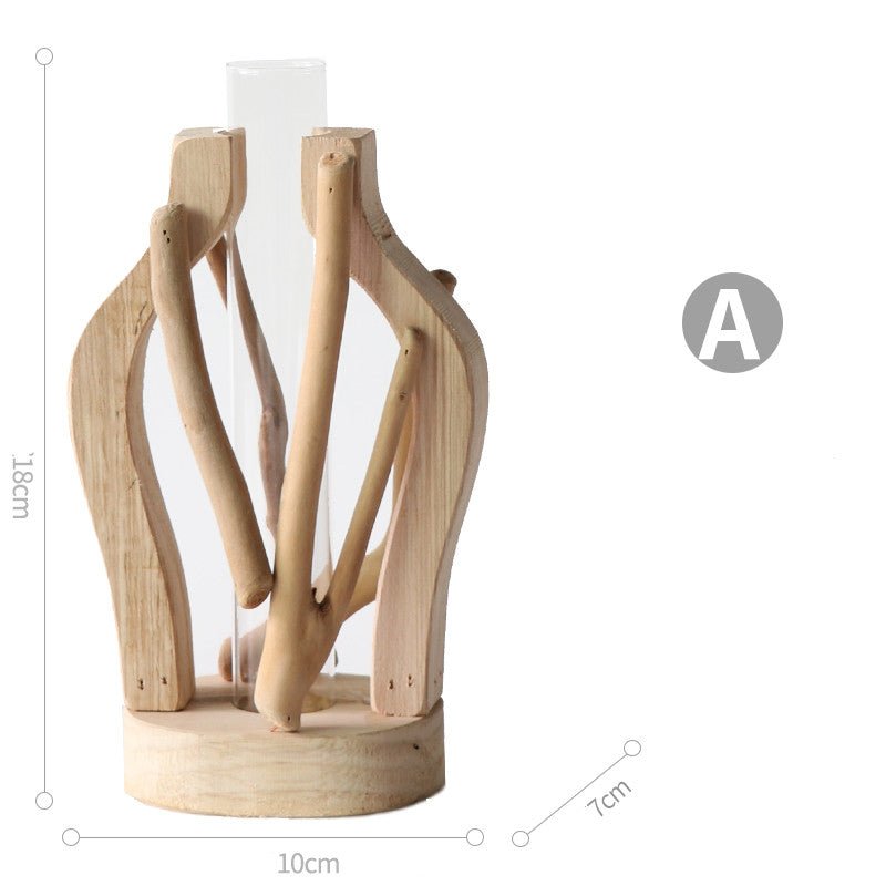 Wooden Branch Vase with Glass Tube, 18 or 27 cm - WowStore.live