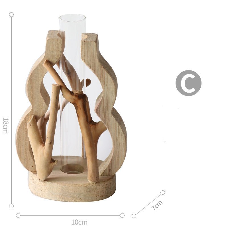 Wooden Branch Vase with Glass Tube, 18 or 27 cm - WowStore.live